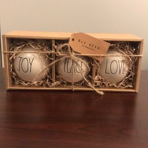 Rae Dunn Ornament Set: Joy Peace Love